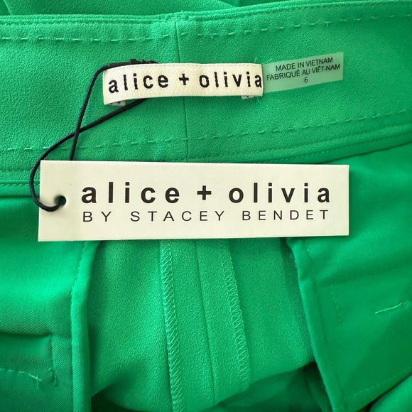 NWT Alice + Olivia Vibrant Green Cropped Pants - Picture 5 of 9